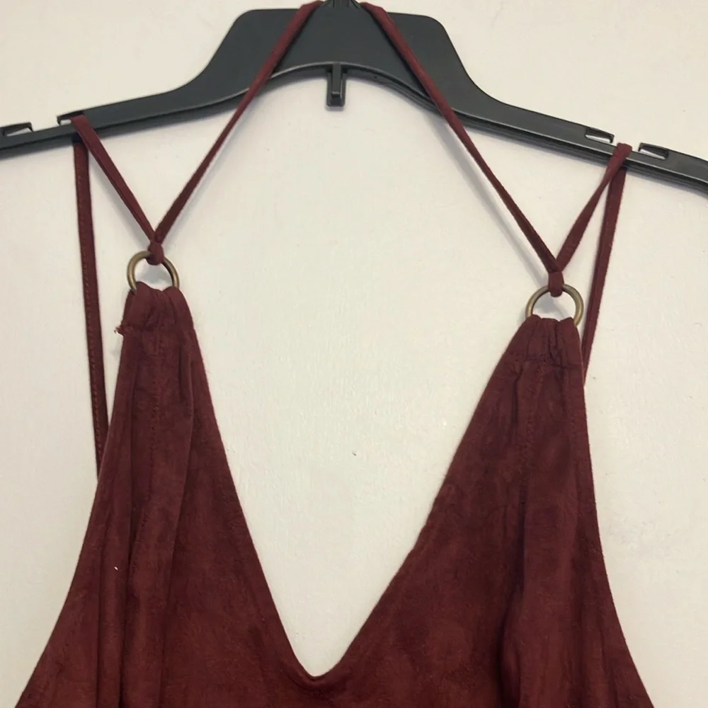 Free people faux suede boho strappy mini dress Large